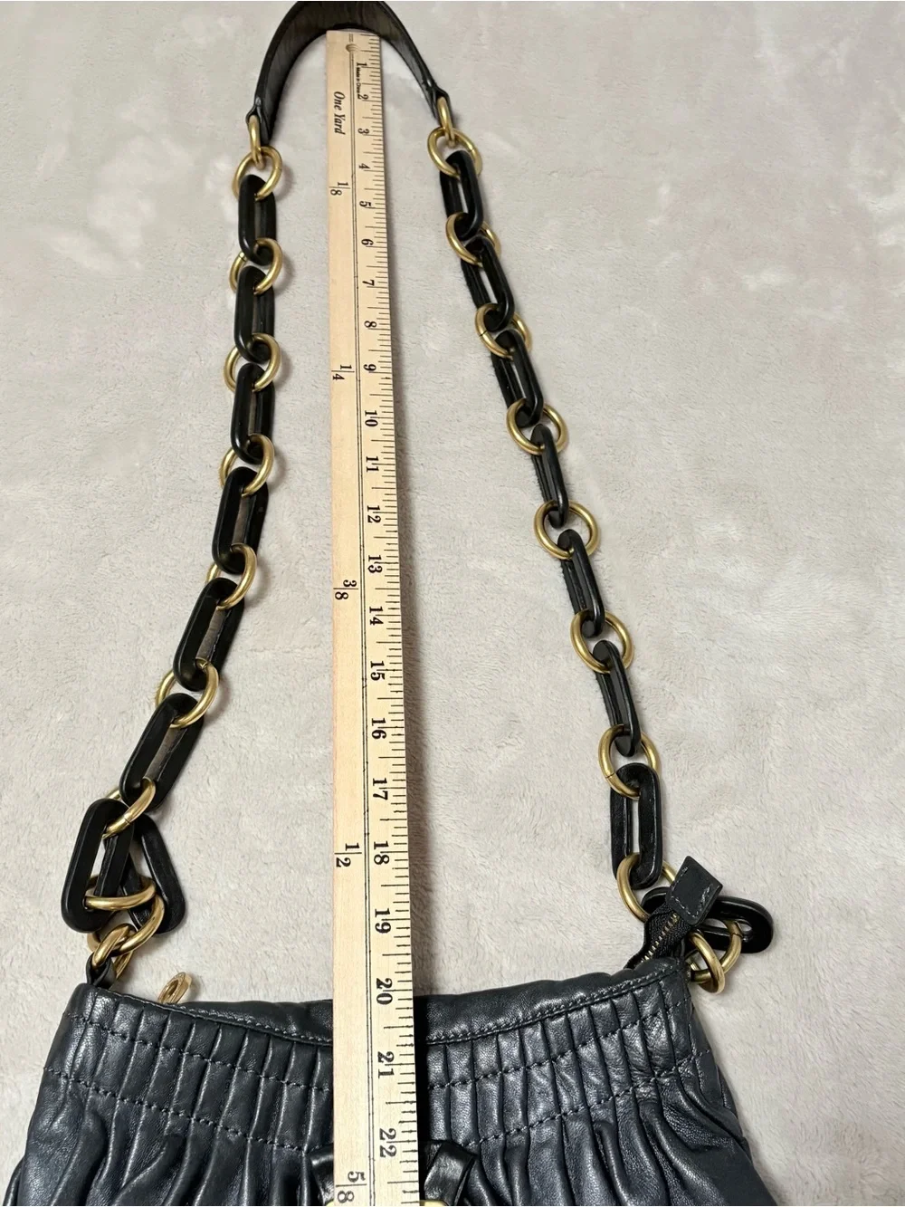Marc By Marc Jacobs Single Strap Metallic‎ Hobo Handbag Gray Black Leather Chain